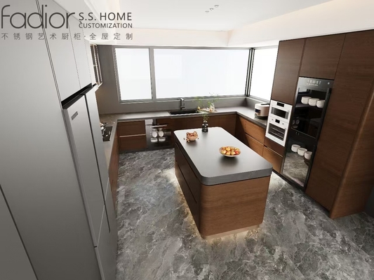 Urban Wood Grain Walnut Series Fadior Stainless Steel Custom Kitchen