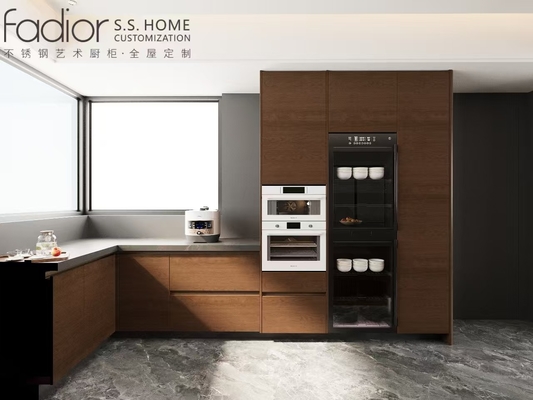 Urban Wood Grain Walnut Series Fadior Stainless Steel Custom Kitchen