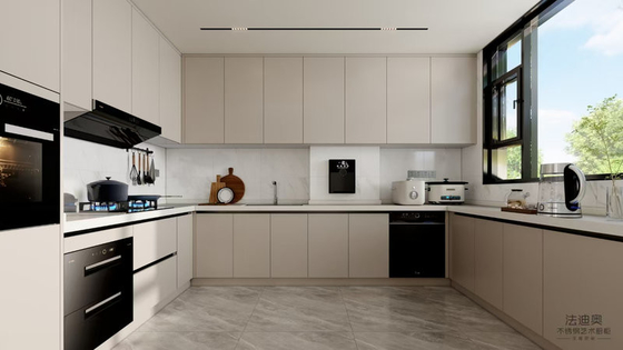 Classic Modern Fadior Stainless Steel Custom Kitchen Cabinet With U-Shaped Design